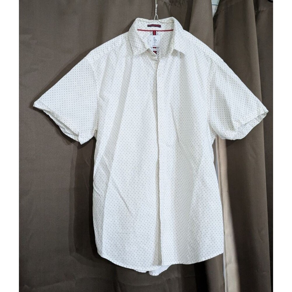 Denim & Flower Mens Slim Fit Circle Dots Button Down Shirt M